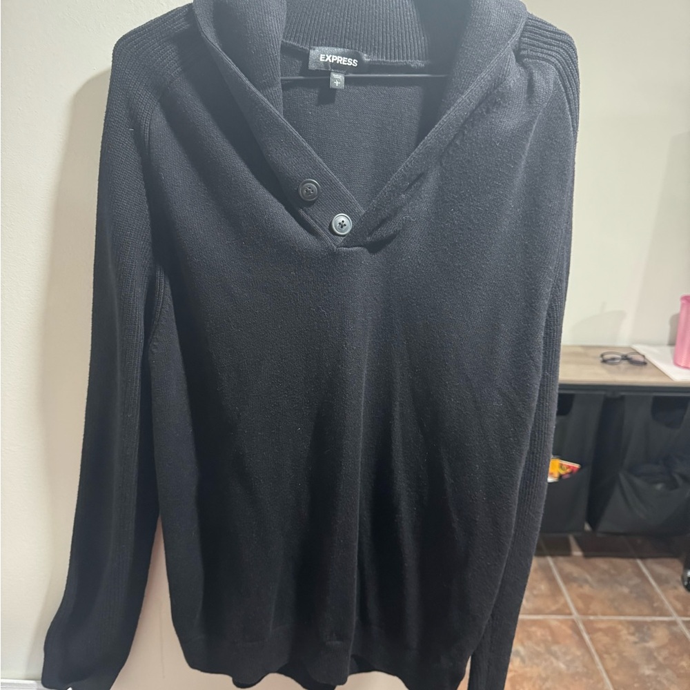 Express Women's Elegant Black Cowl Neck Sweater